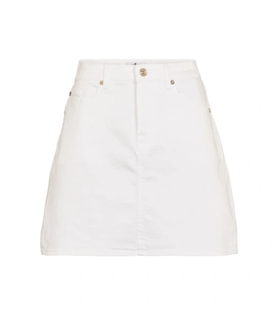 Shop 7 For All Mankind Denim Miniskirt In White