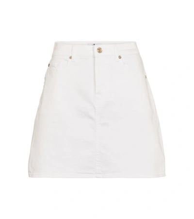 7 For All Mankind Cotton Denim Mini Skirt In Prince St In White
