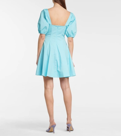 Shop Staud Laelia Stretch-cotton Minidress In Blue