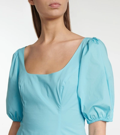Shop Staud Laelia Stretch-cotton Minidress In Blue