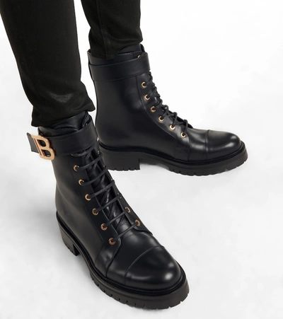 Shop Balmain Ranger Romy Leather Combat Boots In Black