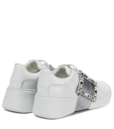 Roger Vivier White Viv Skate Sneakers With Rhinestone Buckles In White