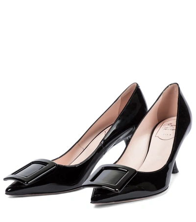 Roger Vivier 65mm Covered Buckle Patent Leather Pumps In Black