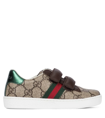 Shop Gucci Ace Gg Supreme Canvas Sneakers In Brown