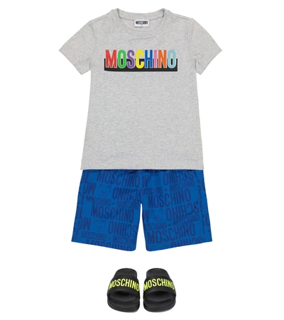 Shop Moschino Logo Swimming Shorts In Blue