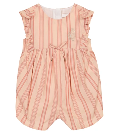 Shop Chloé Baby Striped Cotton Bodysuit In Pink