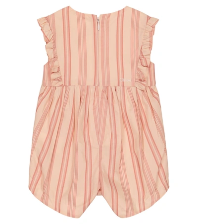 Shop Chloé Baby Striped Cotton Bodysuit In Pink