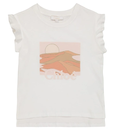 Shop Chloé Printed Cotton Jersey T-shirt In White