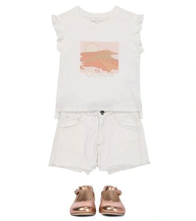 Shop Chloé Printed Cotton Jersey T-shirt In White