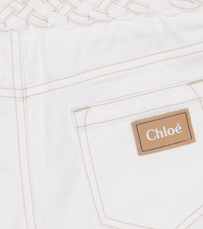 Shop Chloé Braided Denim Shorts In White