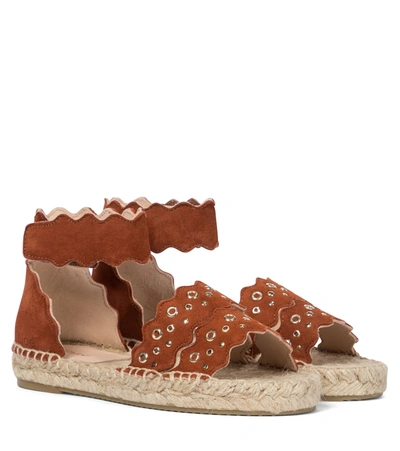 Shop Chloé Lauren Suede Espadrille Sandals In Brown