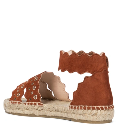 Shop Chloé Lauren Suede Espadrille Sandals In Brown