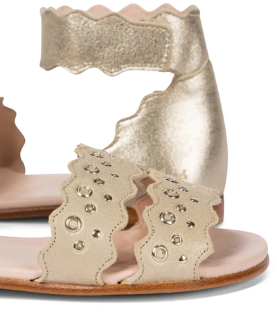 Shop Chloé Metallic Leather Sandals In Gold