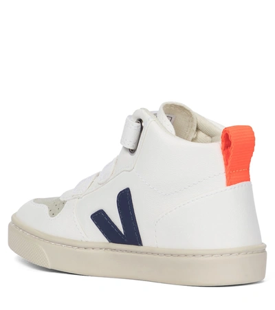 Shop Veja V-10 Mid Faux Leather Sneakers In White
