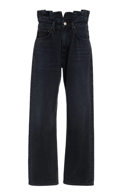 Shop Agolde Women's 90's Reworked Rigid High-rise Organic Cotton Fitted Jeans In Dark Wash