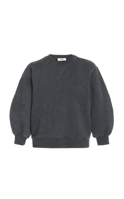 Shop Agolde Thora Puff-sleeve Cotton Sweatshirt In Grey