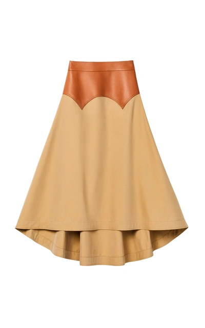 Shop Loewe Obi-detailed Cotton Midi Skirt In Brown