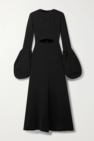Shop A.w.a.k.e. Leontia Cutout Crepe Midi Dress In Black