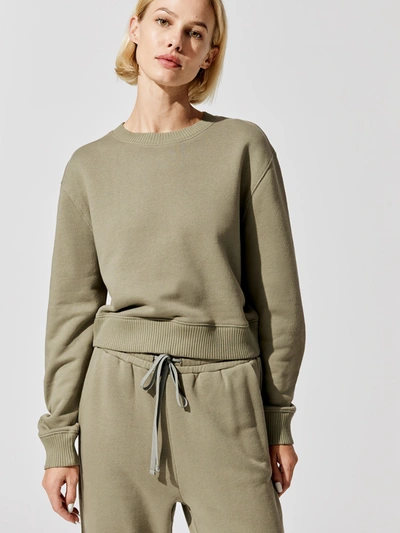 Shop Carbon38 French Terry Crew Neck Sweatshirt In Utility Green
