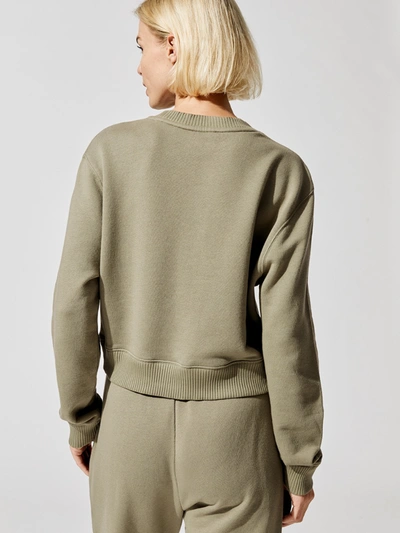 Shop Carbon38 French Terry Crew Neck Sweatshirt In Utility Green