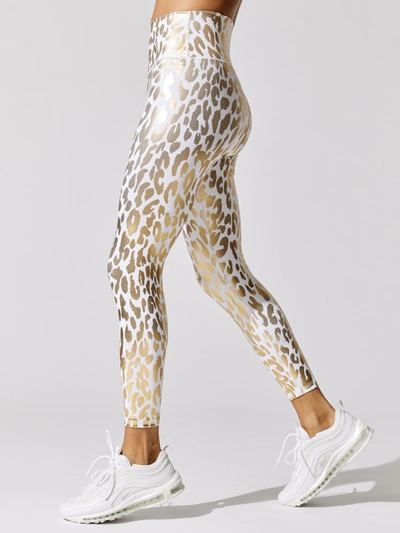 Shop Carbon38 Metallic Leopard High Rise 7/8 Legging In Cream,gold Leopard