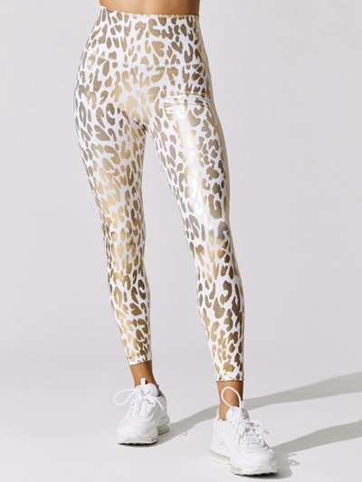 Shop Carbon38 Metallic Leopard High Rise 7/8 Legging In Cream,gold Leopard