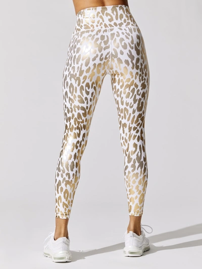 Shop Carbon38 Metallic Leopard High Rise 7/8 Legging In Cream,gold Leopard