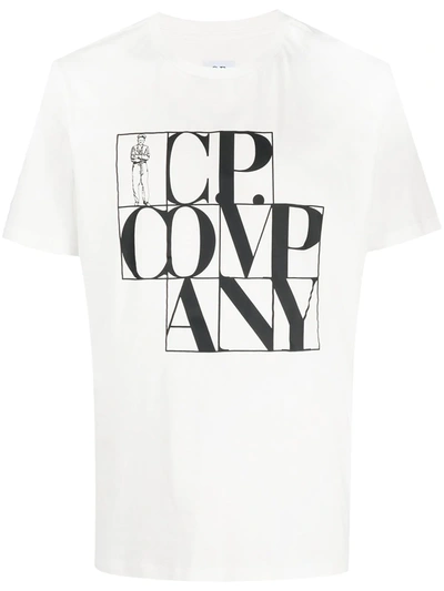 Shop C.p. Company Logo-print Cotton T-shirt In White