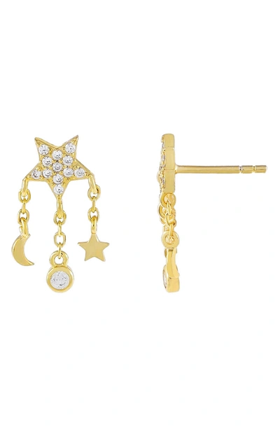 Shop Adinas Jewels Celestial Charm Stud Earrings In Gold