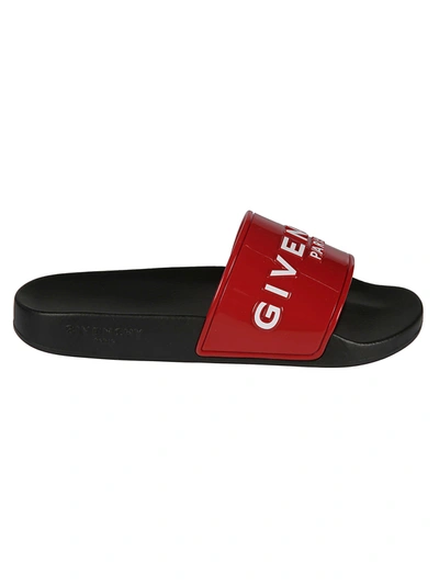 Shop Givenchy Slide Flat Sandals In Rosso