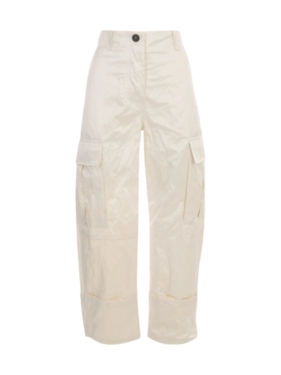 Shop Erika Cavallini Richard Cargo Pants In Adria Ivory