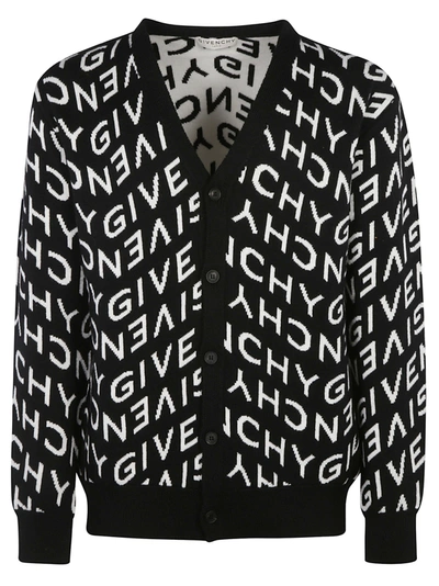 Shop Givenchy All-over Logo Patterned Cardigan In Nero