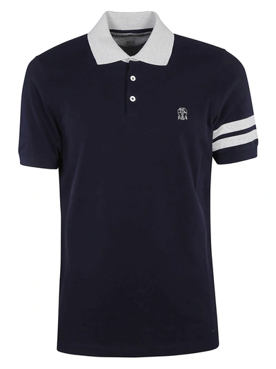 Shop Brunello Cucinelli Logo Embroidered Polo Shirt In Blu