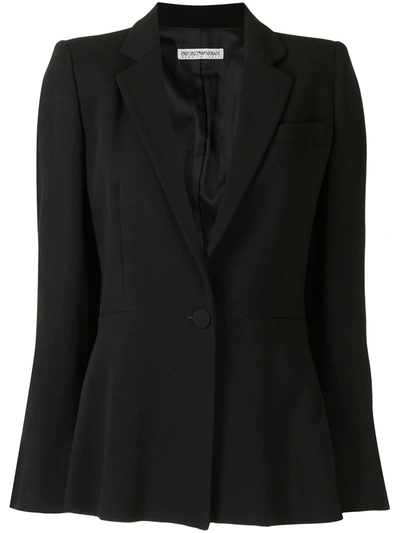 Pre-owned Giorgio Armani Notched Lapels Buttoned Blazer In Black