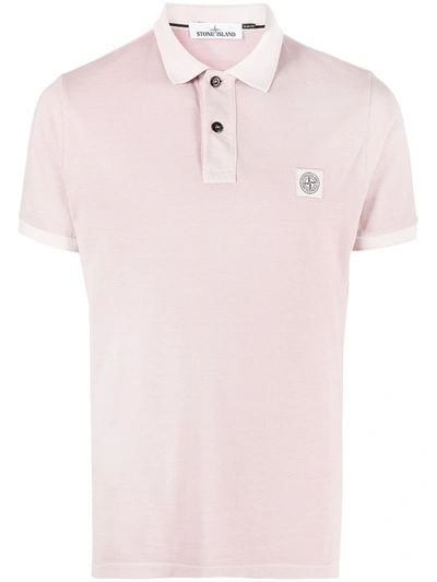 Shop Stone Island Compass Logo-patch Polo Shirt In Pink