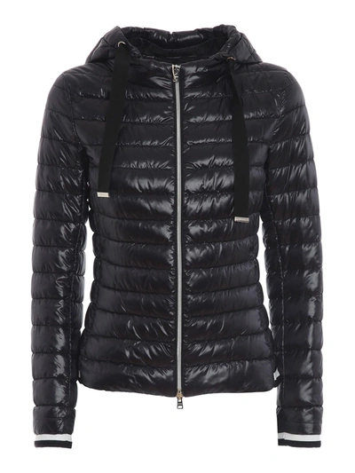 Shop Herno Lurex Trimmed Puffer Jacket In Black