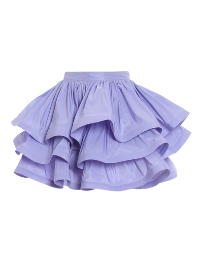 Shop Elisabetta Franchi Flounced Balloon Mini Skirt In Purple