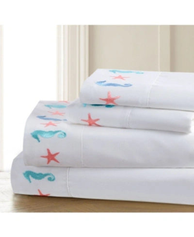 Shop Universal Home Fashions Seaside Resort Under The Sea Embroidered Sheet Set Twin In White