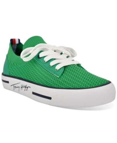 Shop Tommy Hilfiger Women's Gessie Stretch Knit Sneakers In Medium Green Fb