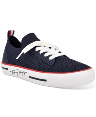 Shop Tommy Hilfiger Women's Gessie Stretch Knit Sneakers In Dark Blue Fb