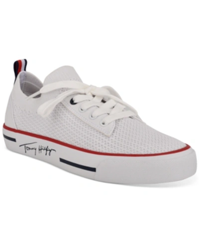 Shop Tommy Hilfiger Women's Gessie Stretch Knit Sneakers In White Multi Fb
