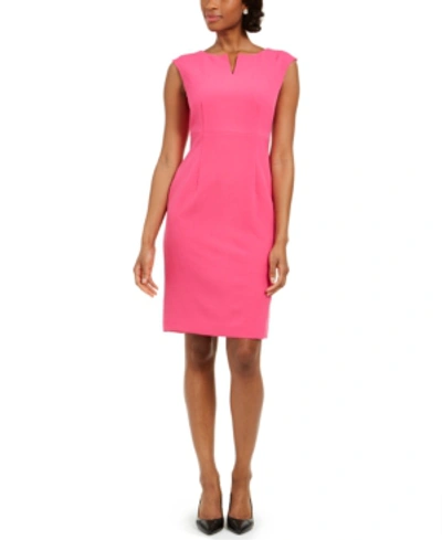 Shop Kasper Sleeveless Crepe Dress In Pink Perfection
