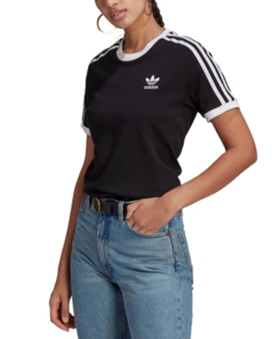 Shop Adidas Originals Originals Women's Cotton 3 Stripes T-shirt In Black