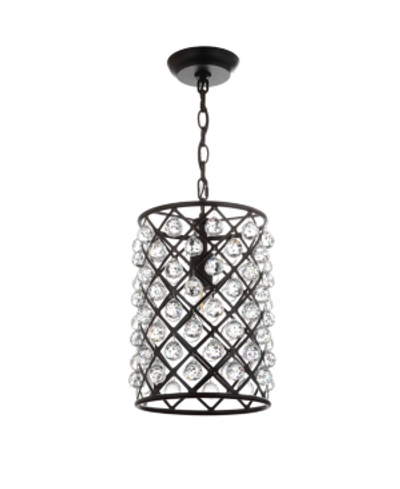 Jonathan Y Gabrielle 15in Crystalmetal Led Pendant In Black