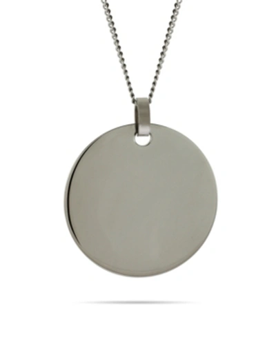 Shop Eve's Jewelry Men's Large Stainless Steel Round Tag On Curb Chain Necklace In Silver-tone