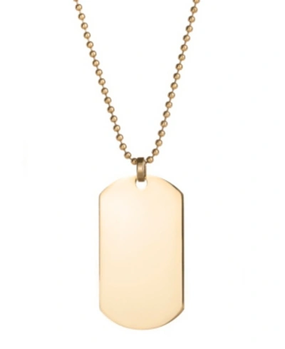 Shop Eve's Jewelry Men's Gold Plated Large Stainless Steel Dog Tag Necklace In Gold-tone