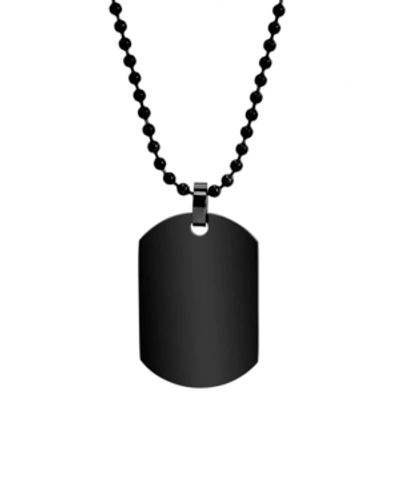 Shop Eve's Jewelry Men's Black Plated Small Stainless Steel Dog Tag Necklace