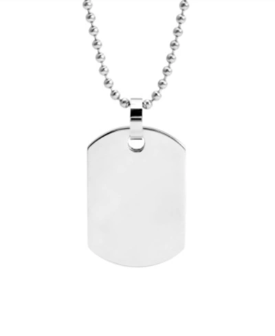 Shop Eve's Jewelry Men's Medium Stainless Steel Dog Tag Necklace In Silver-tone