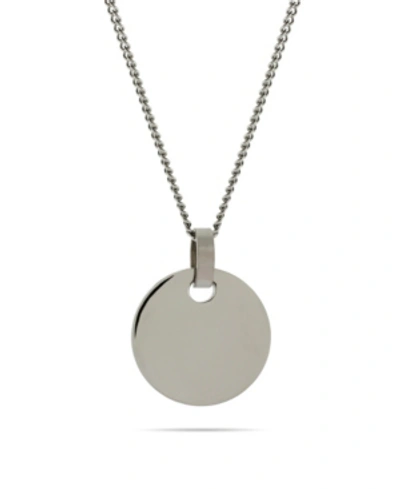 Shop Eve's Jewelry Men's Small Stainless Steel Round Tag On Curb Chain Necklace In Silver-tone