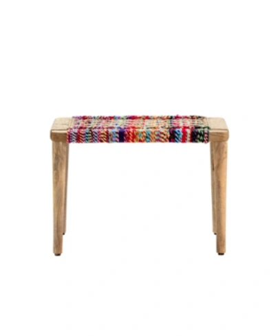 Shop Crestview Betsy Colorful Chindi Woven Bench In Brown Overflow